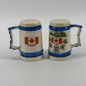 Canada Maple Leaf RCMP Coat of Arms Beer Mug Stein Salt Pepper Shakers Set Japan
